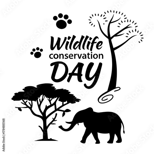 WILDLIFE CONSERVATION DAY vector illustration isolated on white background