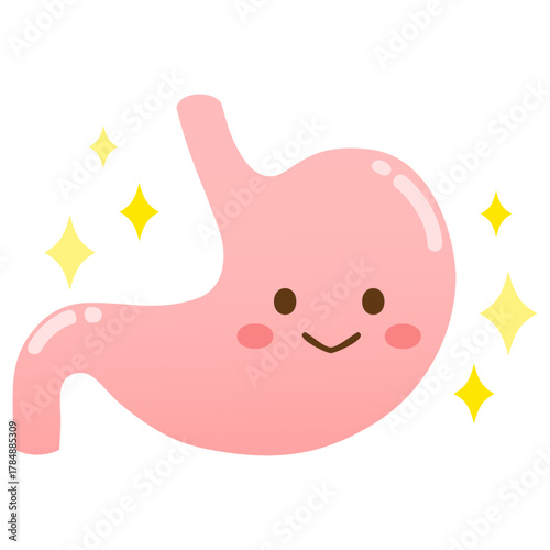 キラキラ輝いている可愛い胃のイラスト