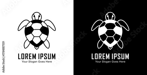 Turtle shaped logo design with semi modern line art style