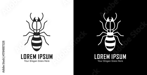 Termite-shaped logo design with a semi-modern line art style