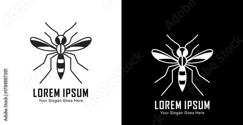 Mosquito shaped logo design with semi modern line art style