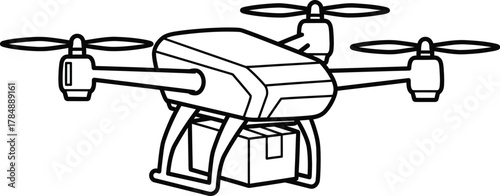 Modern drone delivering a package, representing future logistics and fast delivery services.
