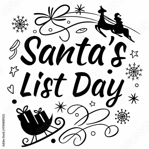 SANTA'S LIST DAY vector illustration isolated on white background