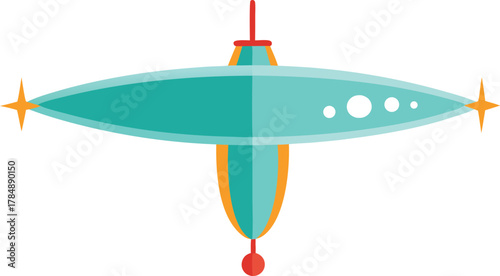 Retro mid century modern teal sputnik chandelier ornament