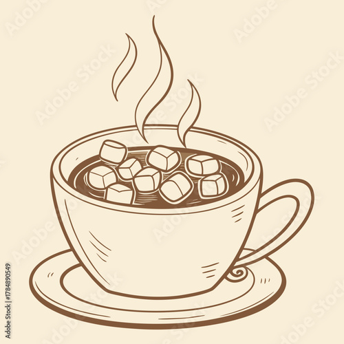 Cup of cocoa with marshmallows vector illustration	

