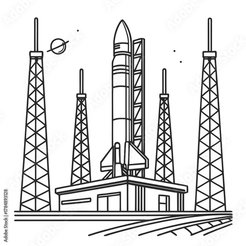 A space shuttle on a launchpad, ready for an exciting journey to the stars