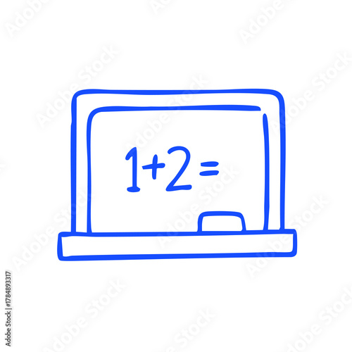 Blue blackboard with a simple math equation