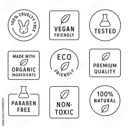 Collection Of Eco Friendly And Vegan Labels And Certifications For Natural Products
