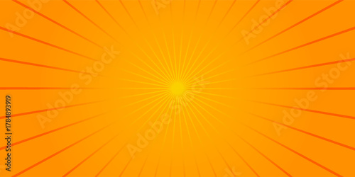 Orange Sunburst Pattern Background. Rays. Radial. Summer Banner. Vector Illustration