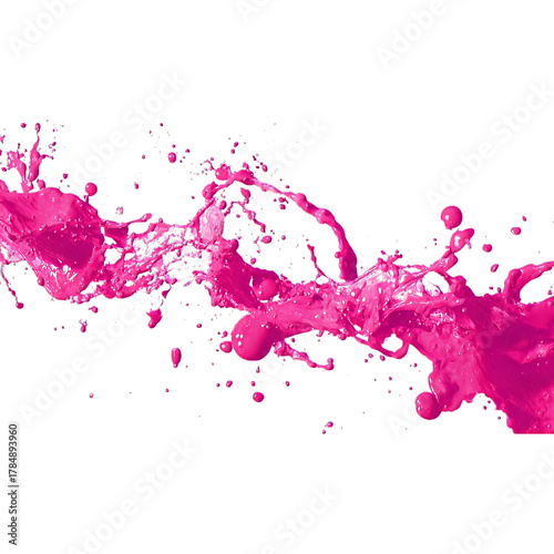 Vibrant Pink Paint Splash on White Background	