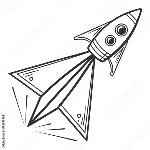 Illustration of a rocket ship taking off, , symbolizing space exploration and innovation