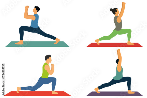 People Practicing Yoga Poses Illustration