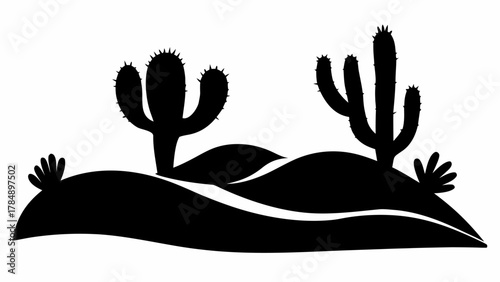 Unique desert landscape with saguaro cacti silhouette creates striking southwest modern design element