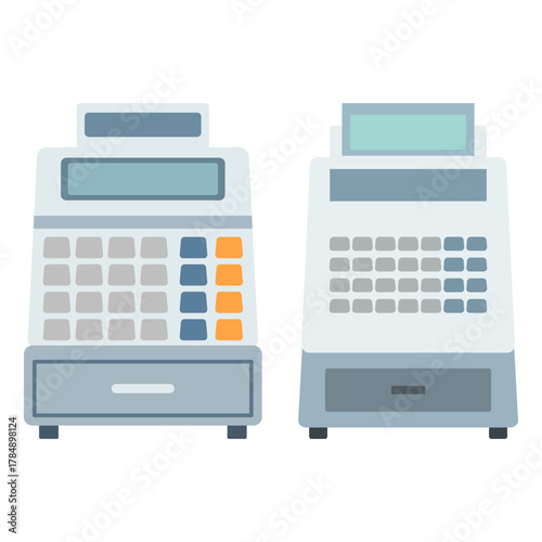Two Cash Registers Illustration Set