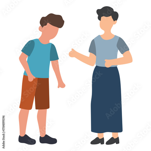 Mother Standing and Scolding Her Child Illustration