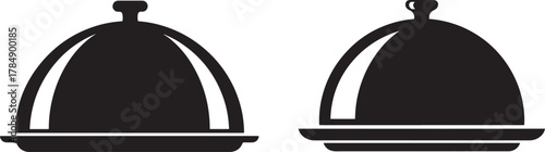 Two food serving cloche silhouettes