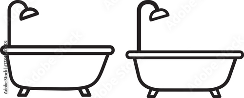 Two bathtub silhouettes with shower heads