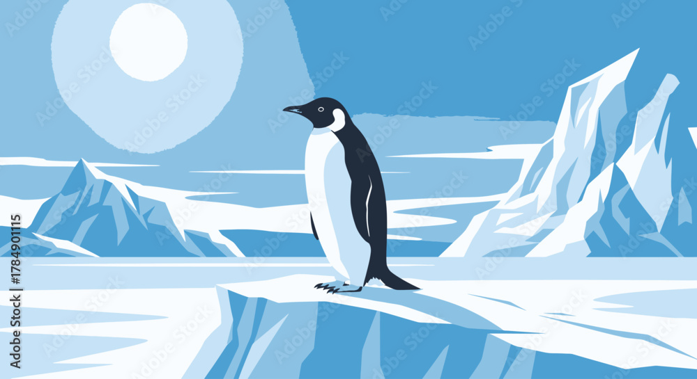 Naklejka premium penguin on iceberg