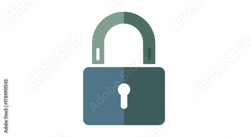 A simple, flat design icon of a padlock, with a grey-blue body, an arched handle, and keyhole, set against a white background