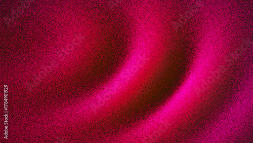 Glamorous deep pink grainy gradient with soft wavy texture created from thousands of individual dots. Intense hot magenta waves with soft curves and rich grainy surface and dreamy shimmer. Vector