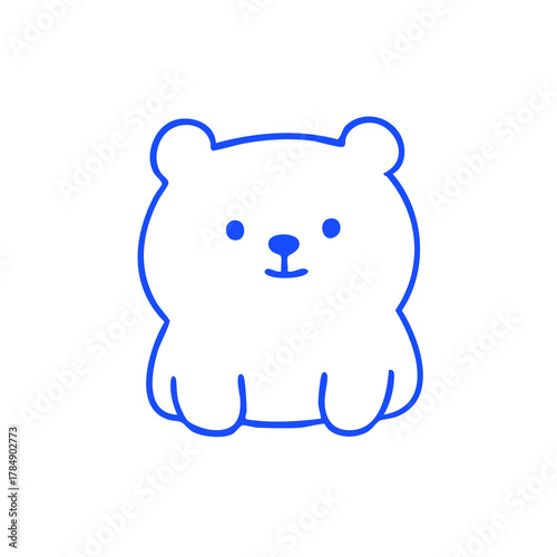 Blue outlined teddy bear cartoon with simple face