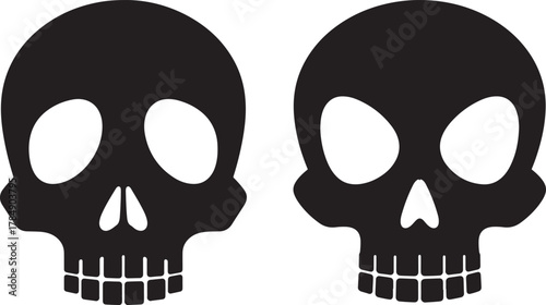 Two black skull silhouettes facing forward
