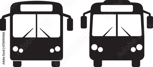 Two front facing bus silhouettes