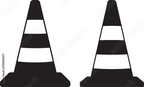 Two traffic cones silhouette