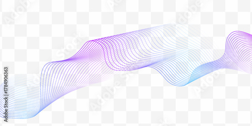 Vector wave lines smooth flowing dynamic blue purple pink gradient isolated on white background for concept of technology, digital, communication, science, music