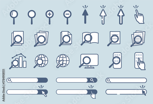 シンプルな検索アイコンのイラスト素材セット / vector eps