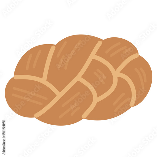 Braided Bread Clipart in Flat Style for Bakery Illustration