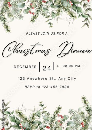 Christmas Party Invitation - Christmas design, Christmas invite