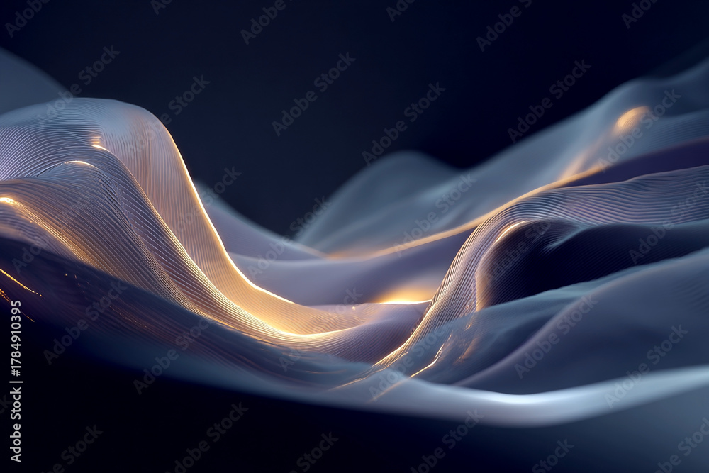 Naklejka premium Abstract Blue Wave Flowing Through Darkness
