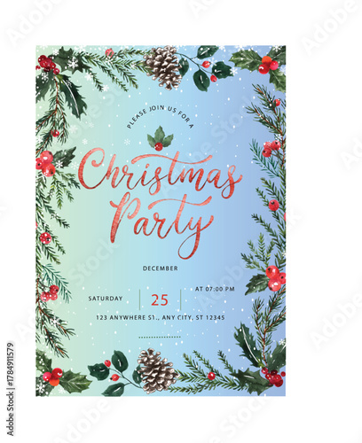 Neutral Minimalist Christmas Party Invitation- holiday invitation