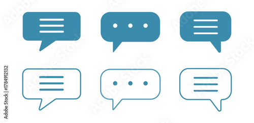 Stickers of speech bubbles vector set. Simple empty comic speech bubbles set. Vintage design, pop art style - stock vector.