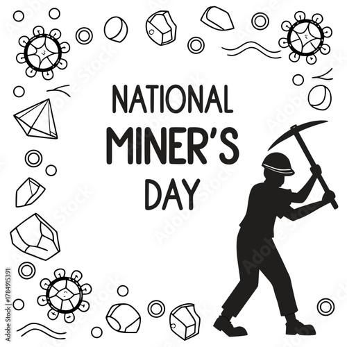 NATIONAL MINER'S DAY vector illustration isolated on white background