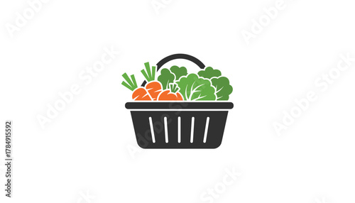Fresh carrots and leafy greens overflowing from a modern shopping basket, symbolizing healthy eating and grocery shopping
