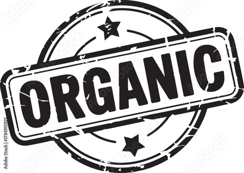 Black organic stamp with stars and distressed texture seal grunge