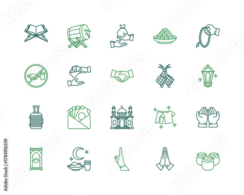 Ramadan icon set. The month of Ramadan. Vector Icons. Line icons