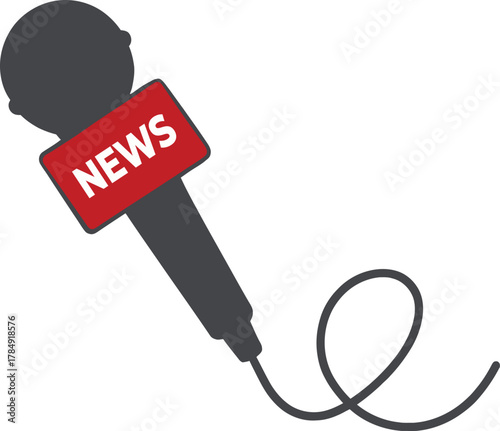 Microphone News Vector Illustration Flat Cartoon Interview