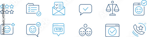 customer, service, feedback, icons, satisfaction, rating, review, communication, support, approval, verified, smiley, quality, survey, online, experience, trust, fair, interface, contact