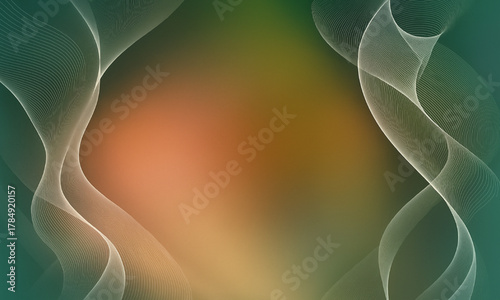 Abstract green background with flowing smooth wave curve shape and light smoke motion design texture