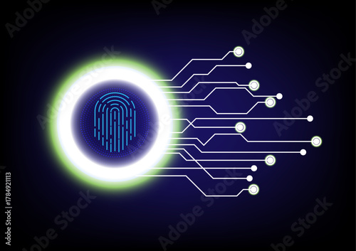 Technology fingerprint scanner security abstract background concept, abstract tech, Cloud computing, connect to network. Security cyber digital concept fingerprint scan 