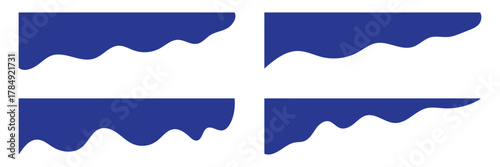 Border shape for website design. Abstract curve top headline. Vector banner header and separator. blue Dividers Shapes for Website. Curve Lines, Drops Set of abstract design separator header.
