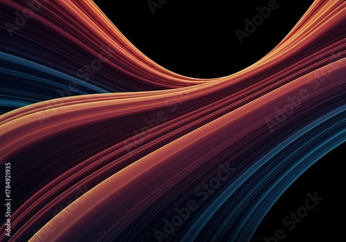 Dynamic curved lines form an abstract, fluid design. Graceful motion captured in vibrant, flowing artistic energy, conveying a sleek concept ,flow ,rendering ,dynamic