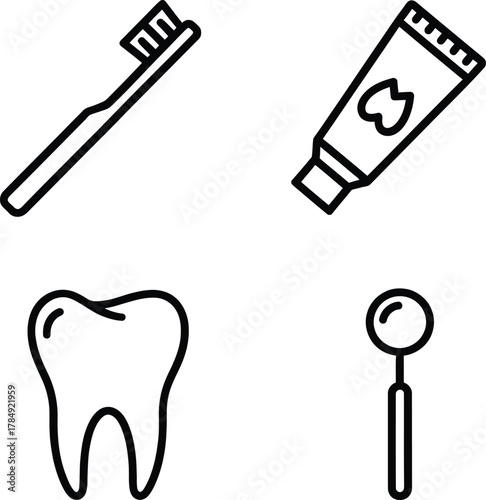 Collection of Dental Health and Oral Hygiene Vector Icons