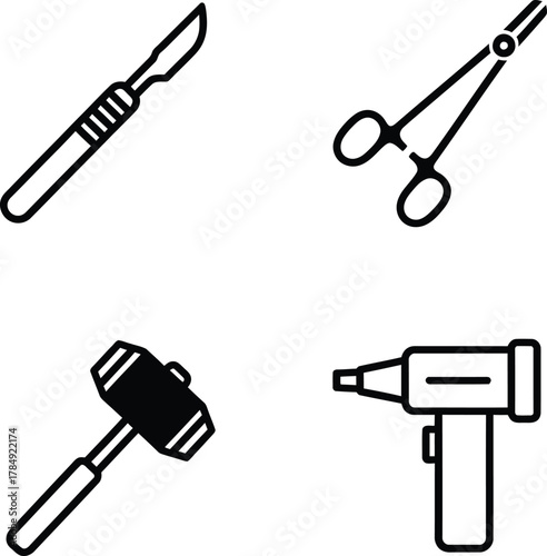 Essential Medical Tools and Surgical Devices Icon Set