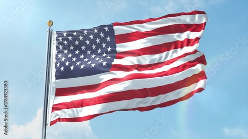 4K United States flag waving in the wind - realistic United States flag animation in high resolution, perfect for United States national day, independence, travel and patriotic video projects