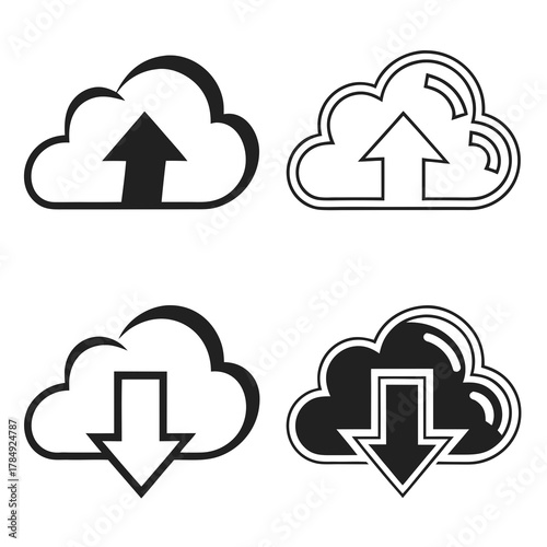 Cloud upload and download icons for web design