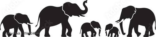 Elephant with baby elephant face to face Illustrator Artwork
